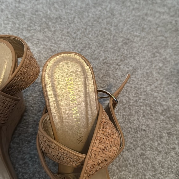 Stuart Weitzman Rattan Cork Wedge Sandal Size 10 - Picture 2 of 7